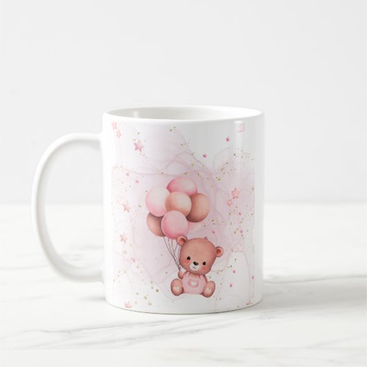 Ein rosa Teddy-Geburtstags-Mug Kaffeetasse (Links)