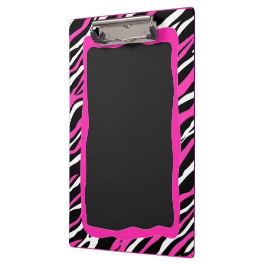 Ein rosa u. weißes Zebra-Druck-Klemmbrett Klemmbrett (Links)