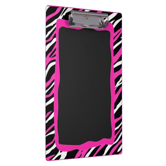 Ein rosa u. weißes Zebra-Druck-Klemmbrett Klemmbrett (Rechts)