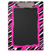 Ein rosa u. weißes Zebra-Druck-Klemmbrett Klemmbrett (Vorderseite)