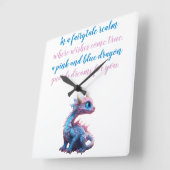 Ein rosa und blauer Drache bewacht Träume für Sie Quadratische Wanduhr (Winkel)