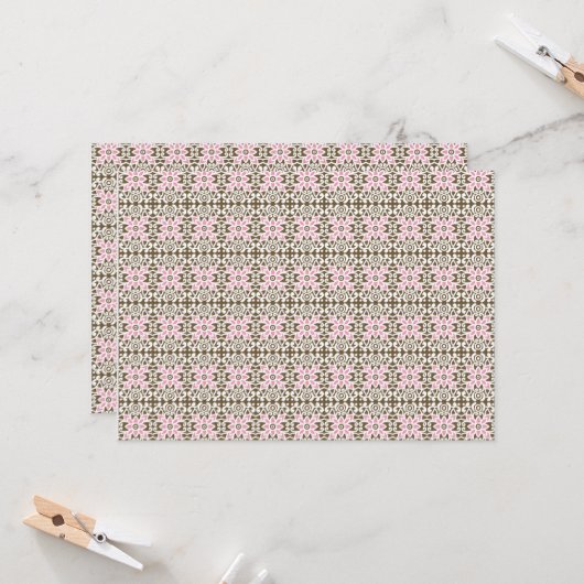 ein rosa und braunes Muster auf weißem Hintergrund Einladung (Vorderseite/Rückseite Beispiel)