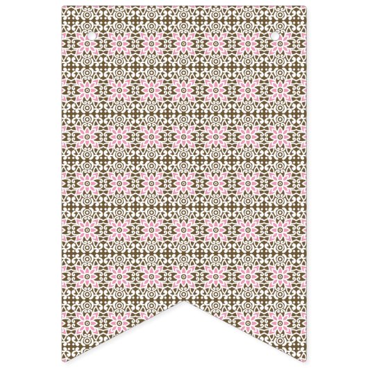 ein rosa und braunes Muster auf weißem Hintergrund Wimpelkette (Zweite Fahne)