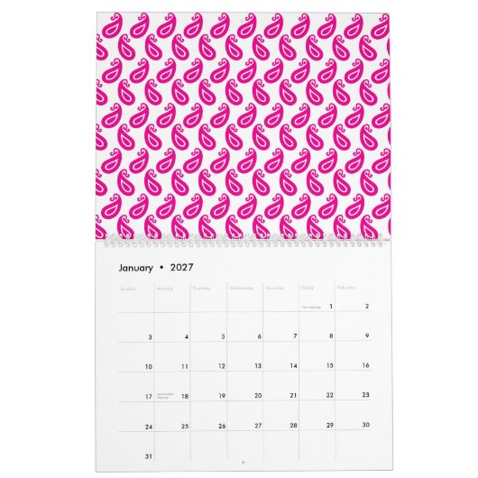 ein rosa und weißer Hintergrund mit einem Muster Kalender (Jan 2027)