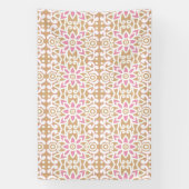 ein rosa-weiße Blume-Muster auf braunem Hintergrun Banner (Vertikal)