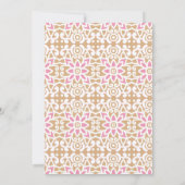 ein rosa-weiße Blume-Muster auf braunem Hintergrun Einladung (Rückseite)