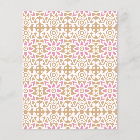 ein rosa-weiße Blume-Muster auf braunem Hintergrun Flyer (Hinten)