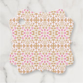 ein rosa-weiße Blume-Muster auf braunem Hintergrun Geschenkanhänger (Vorderseite)