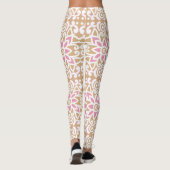 ein rosa-weiße Blume-Muster auf braunem Hintergrun Leggings (Rückseite)