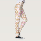 ein rosa-weiße Blume-Muster auf braunem Hintergrun Leggings (Rechts)