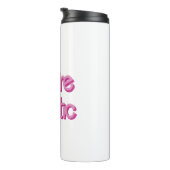 Ein rosa Wir sind Plastik Thermosbecher (Nach rechts gedreht)