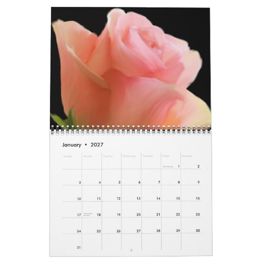 Ein Rose gefüllter Kalender (Jan 2027)