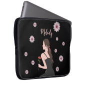 Ein Rose-Mädchen mit rosa Blume Laptopschutzhülle (Vorne Rechts)