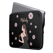 Ein Rose-Mädchen mit rosa Blume Laptopschutzhülle (Vorderseite Links)