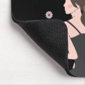 Ein Rose-Mädchen mit rosa Blume Mousepad (Ecke)
