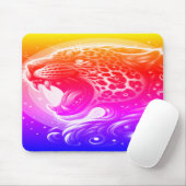 Ein Rot Pink Blau Gelb + Lila Gepunkteter Leopard Mousepad (Mit Mouse)