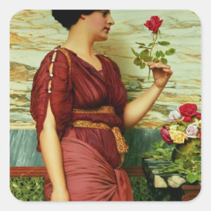 Ein Rot, Rote Rose Quadratischer Aufkleber