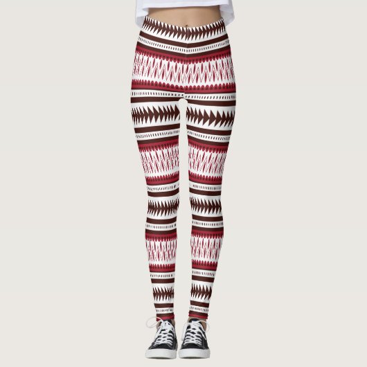 ein rot-weiß gestreiftes Muster Leggings (Vorderseite)