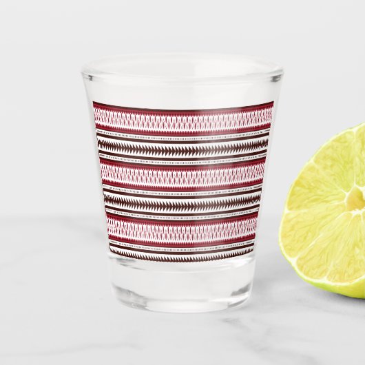 ein rot-weiß gestreiftes Muster Schnapsglas (Vorderseite)