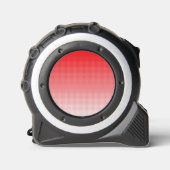 ein rot-weißer Hintergrund mit kleinen Quadraten Maßband (Vorderseite)