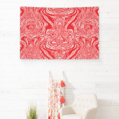 ein rot-weißes Bild eines Musters auf einem weißen Banner (InSitu)