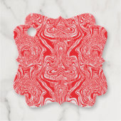 ein rot-weißes Bild eines Musters auf einem weißen Geschenkanhänger (Vorderseite)