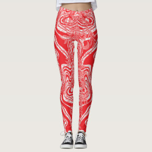 ein rot-weißes Bild eines Musters auf einem weißen Leggings