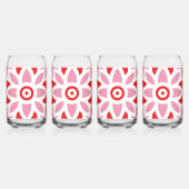 ein rot-weißes Muster mit einer Blume darauf Dosenglas (Hinten)