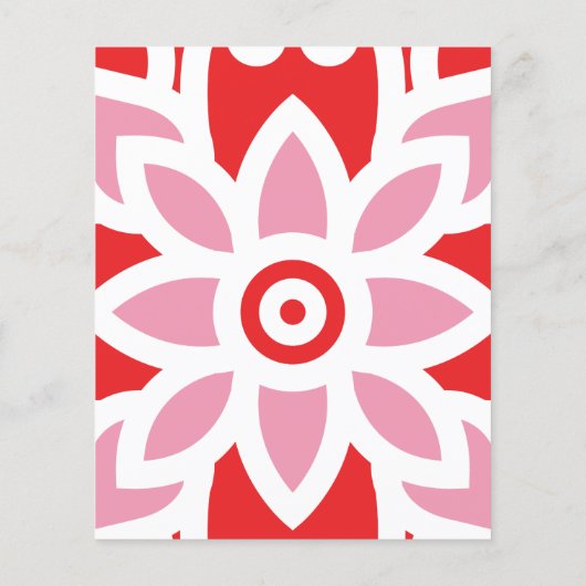 ein rot-weißes Muster mit einer Blume darauf Flyer (Hinten)