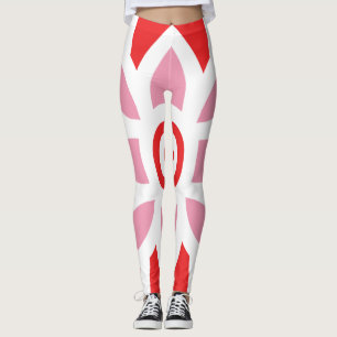 ein rot-weißes Muster mit einer Blume darauf Leggings