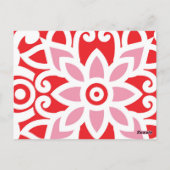 ein rot-weißes Muster mit einer Blume darauf Postkarte (Rückseite)