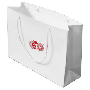 ein rot-weißes zeichn einer Blume Große Geschenktüte