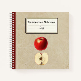Ein roter Apfel und eine halbe Personalisierte Zus Notizblock