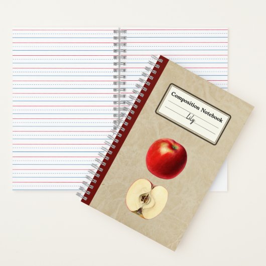Ein roter Apfel und eine halbe Personalisierte Zus Notizblock (Innen)