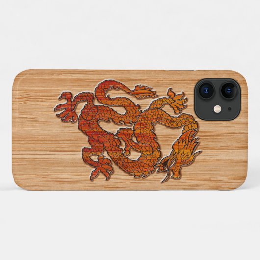 Ein roter Drache auf Bamboo wie Case-Mate iPhone Hülle (Rückseite (Horizontal))