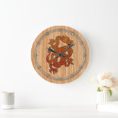 Ein roter Drache auf Bamboo wie Große Wanduhr (Zuhause)