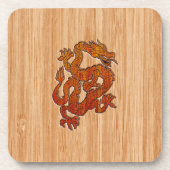 Ein roter Drache auf Bamboo wie Untersetzer (Vorderseite)