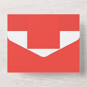 ein roter Hintergrund mit weißem Rand All In One Einladung