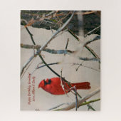 Ein roter Kardinals-Vogel auf einer Niederlassung Puzzle (Vertikal)