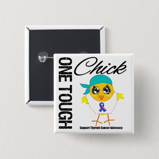 Ein roter Kick-Schilddrüsenkrebs-Krieger Button (Vorne & Hinten)