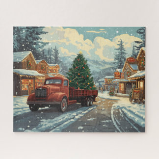 Ein roter LKW auf dem Weihnachtsmarkt Puzzle