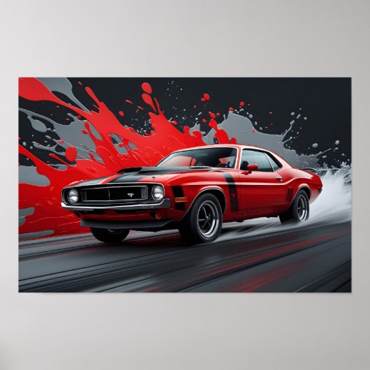 Ein roter Oldtimer-Muscle-Car Poster (Vorne)