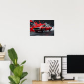Ein roter Oldtimer-Muscle-Car Poster (Heimbüro)