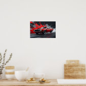 Ein roter Oldtimer-Muscle-Car Poster (Küche)