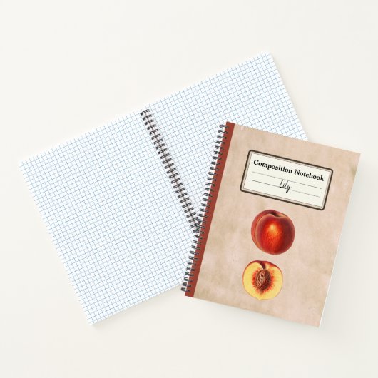 Ein roter Pfirsich und eine halbe Personalisierte Notizblock (Innenseite)