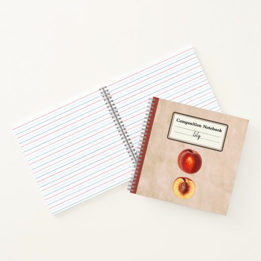 Ein roter Pfirsich und eine halbe Personalisierte  Notizblock (Innenseite)