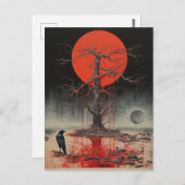 Ein roter Raven Dead Tree Postkarte (Vorne/Hinten)