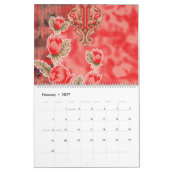 ein roter Schal mit Blume darauf Kalender (Feb 2027)
