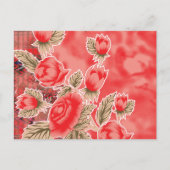 ein roter Schal mit Blume darauf Postkarte (Vorderseite)