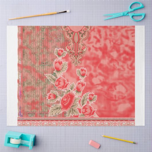 ein roter Schal mit Blume darauf Seidenpapier (Basteln)